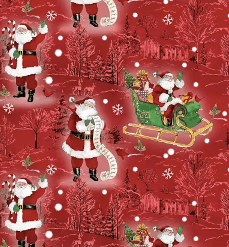 Scenic Toile and Santas Red